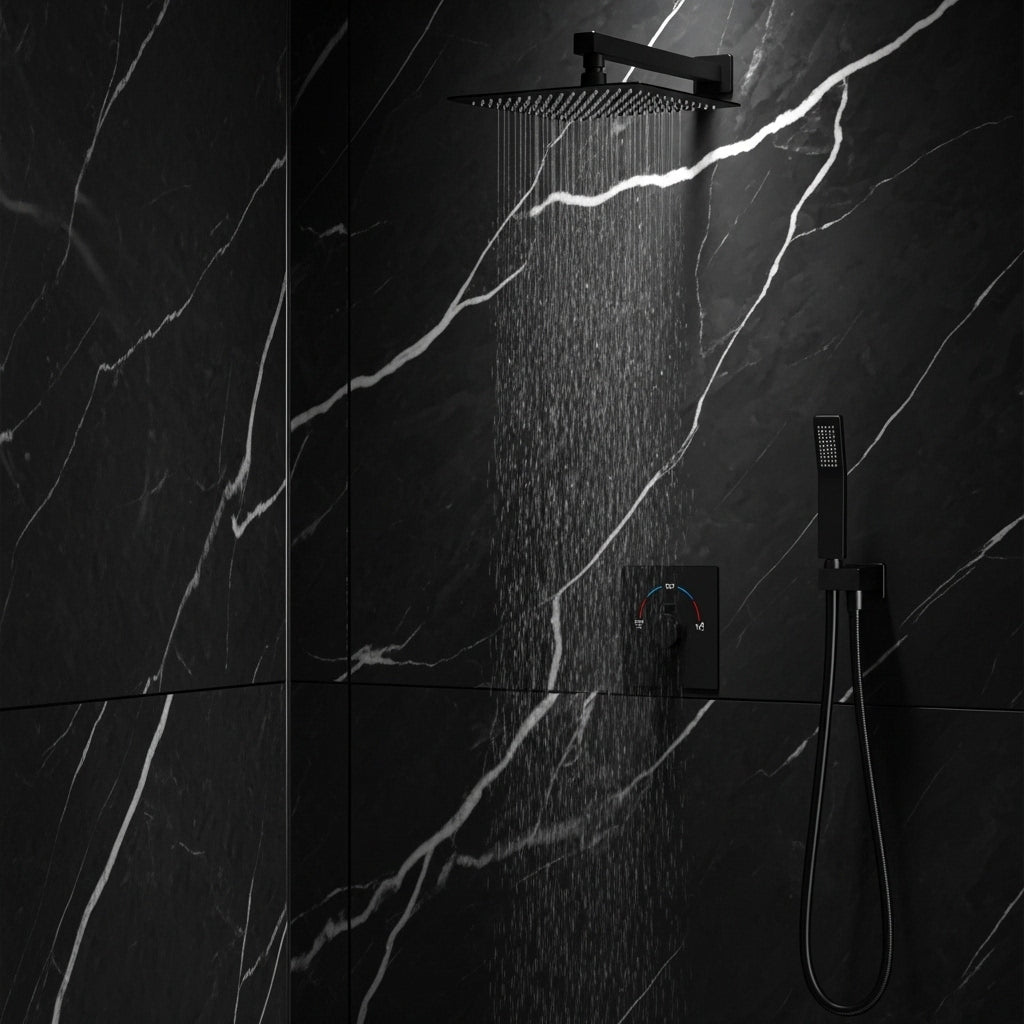 Built-in Wall Shower Black