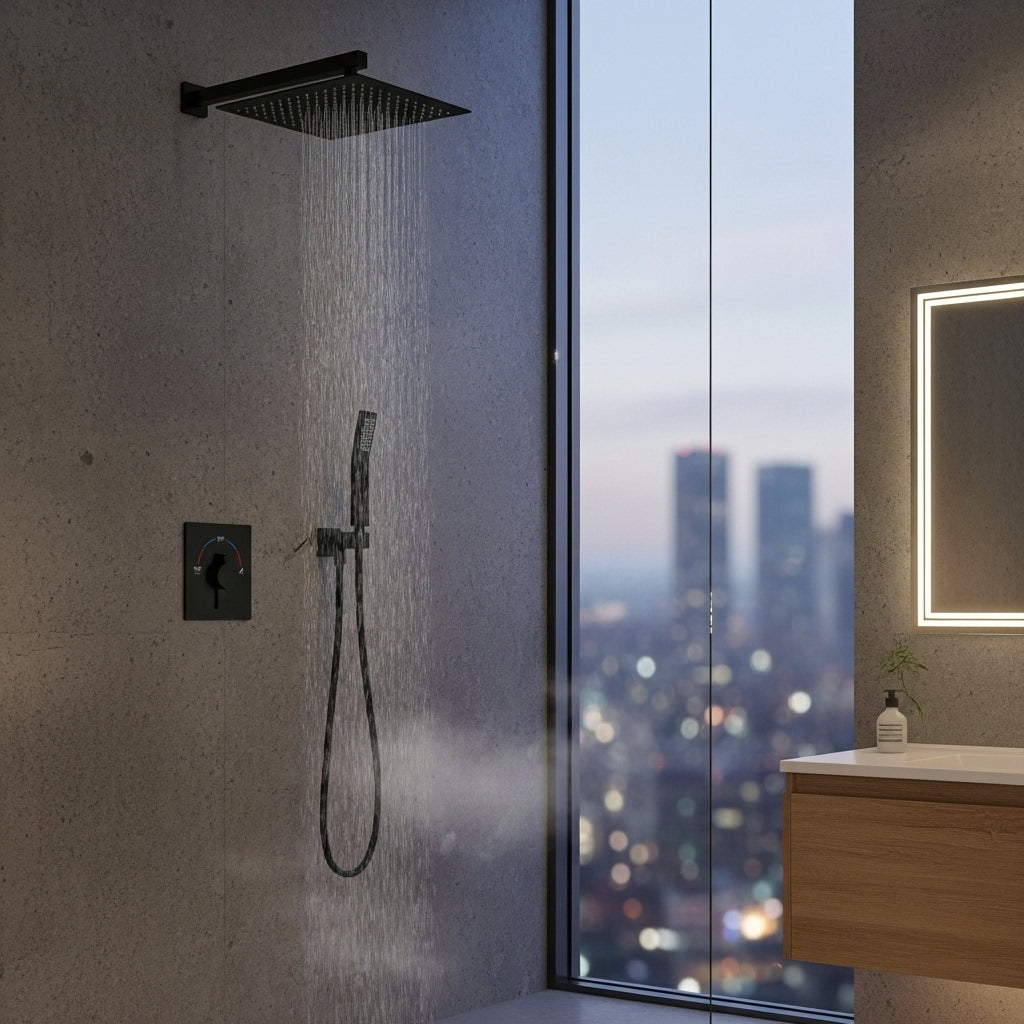 Built-in Wall Shower Black