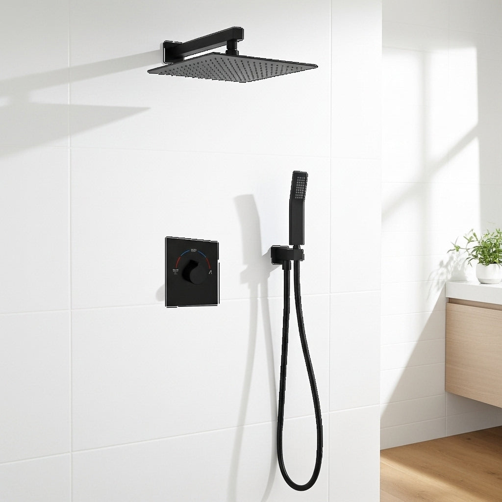Built-in Wall Shower Black