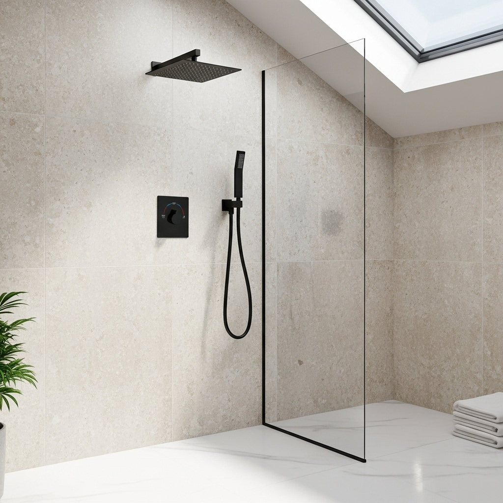 Built-in Wall Shower Black