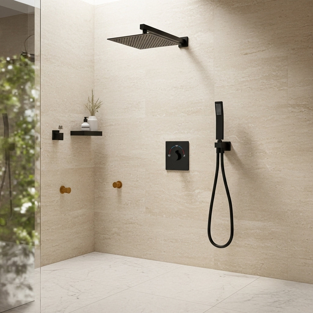 Built-in Wall Shower Black