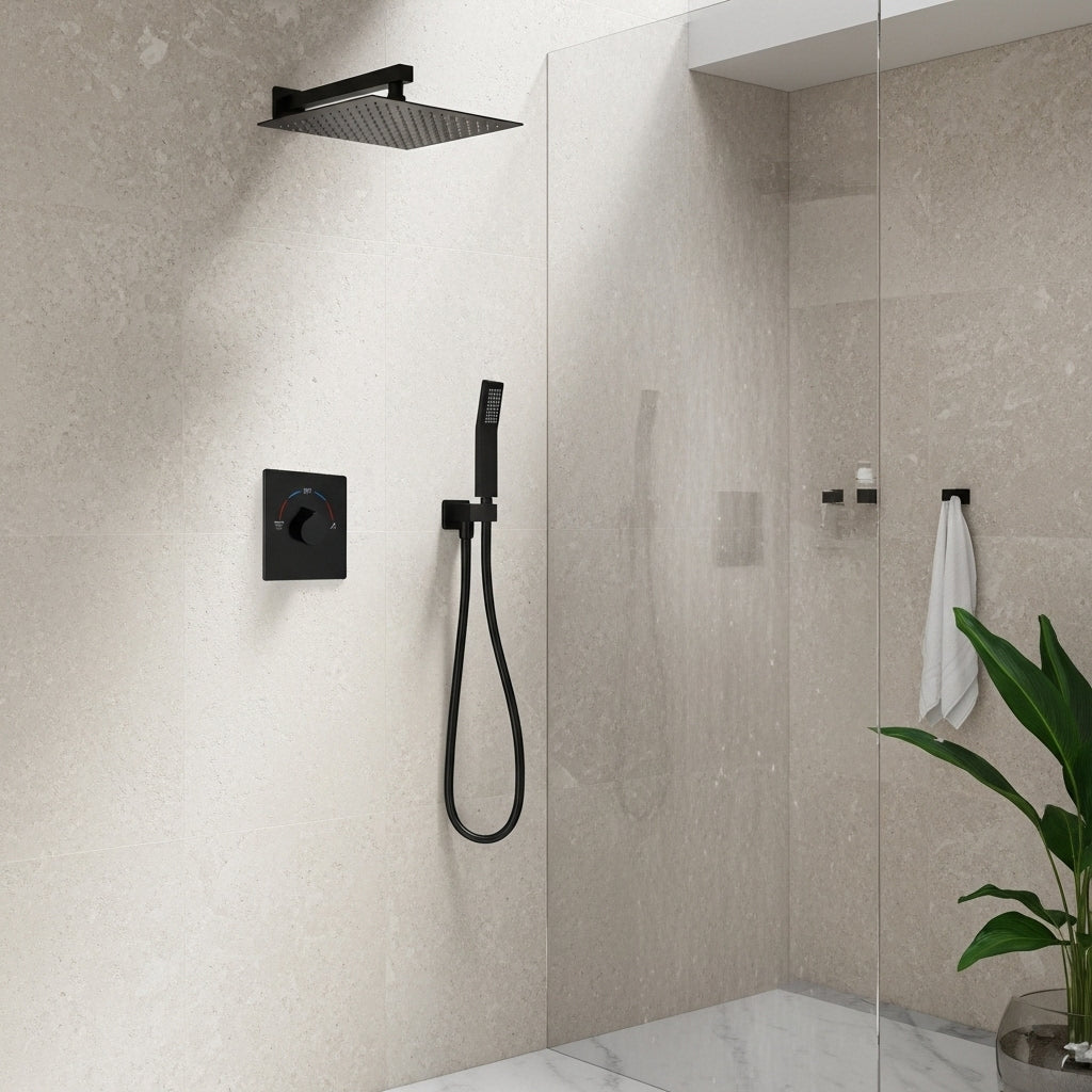 Built-in Wall Shower Black