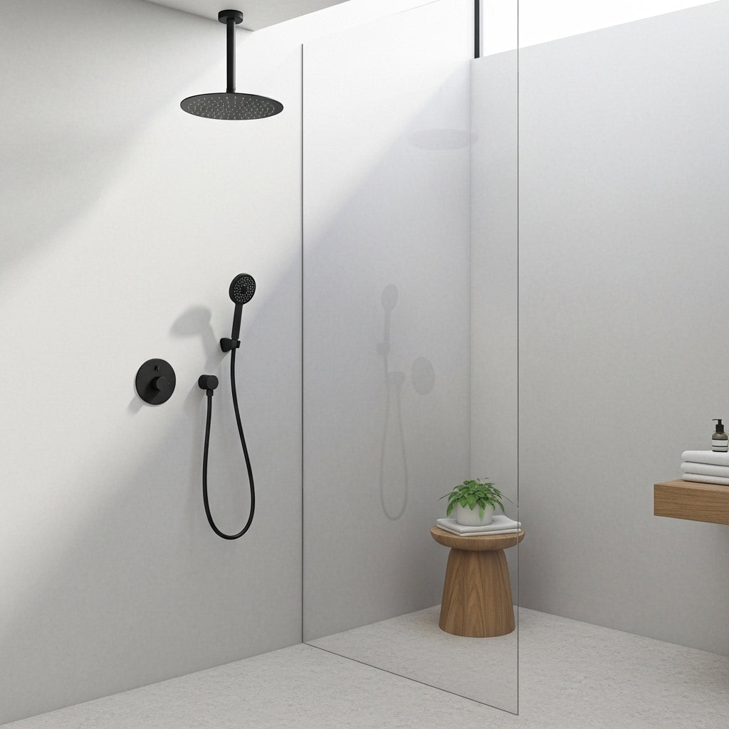 Built-in Wall Shower Black