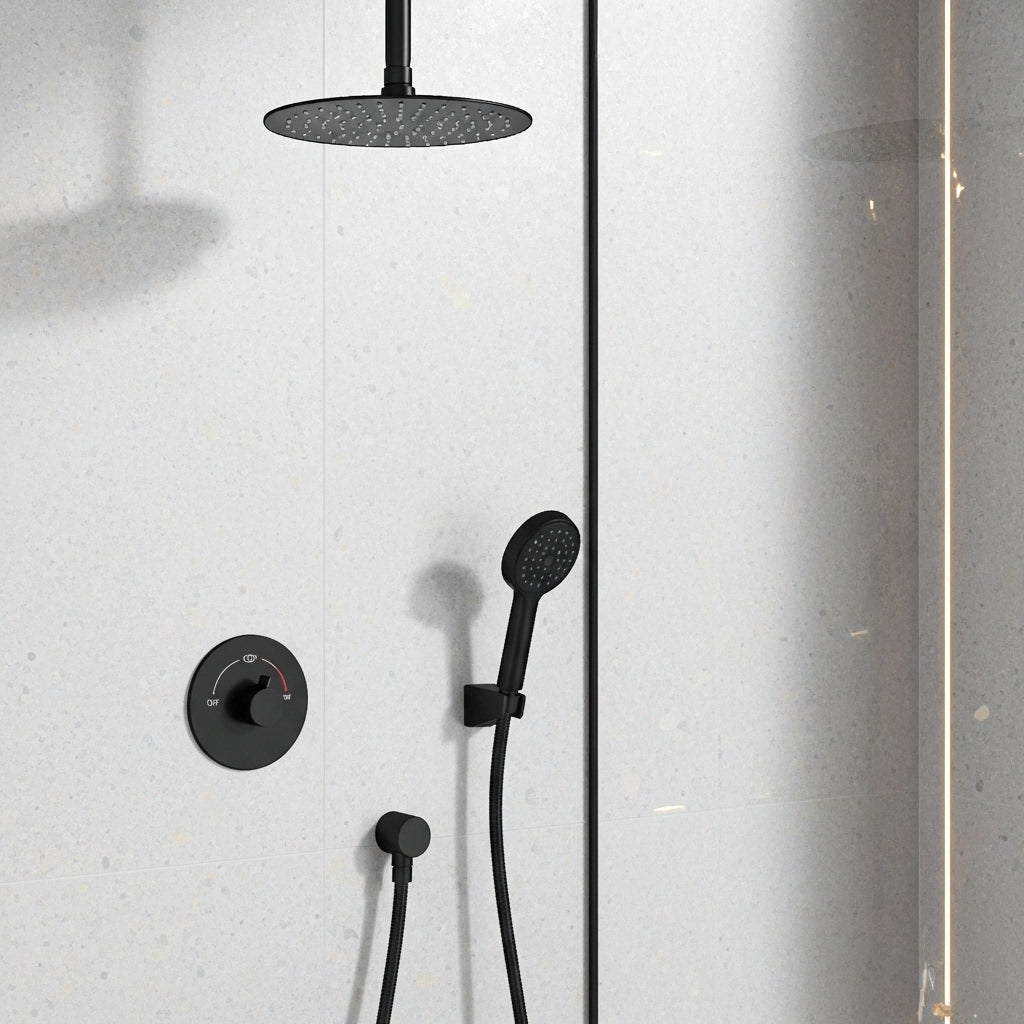 Built-in Wall Shower Black