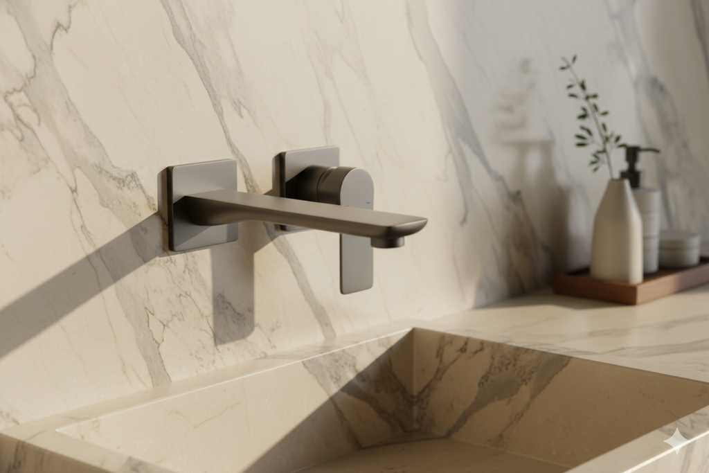 Basin Mixer Built in Wall Gray