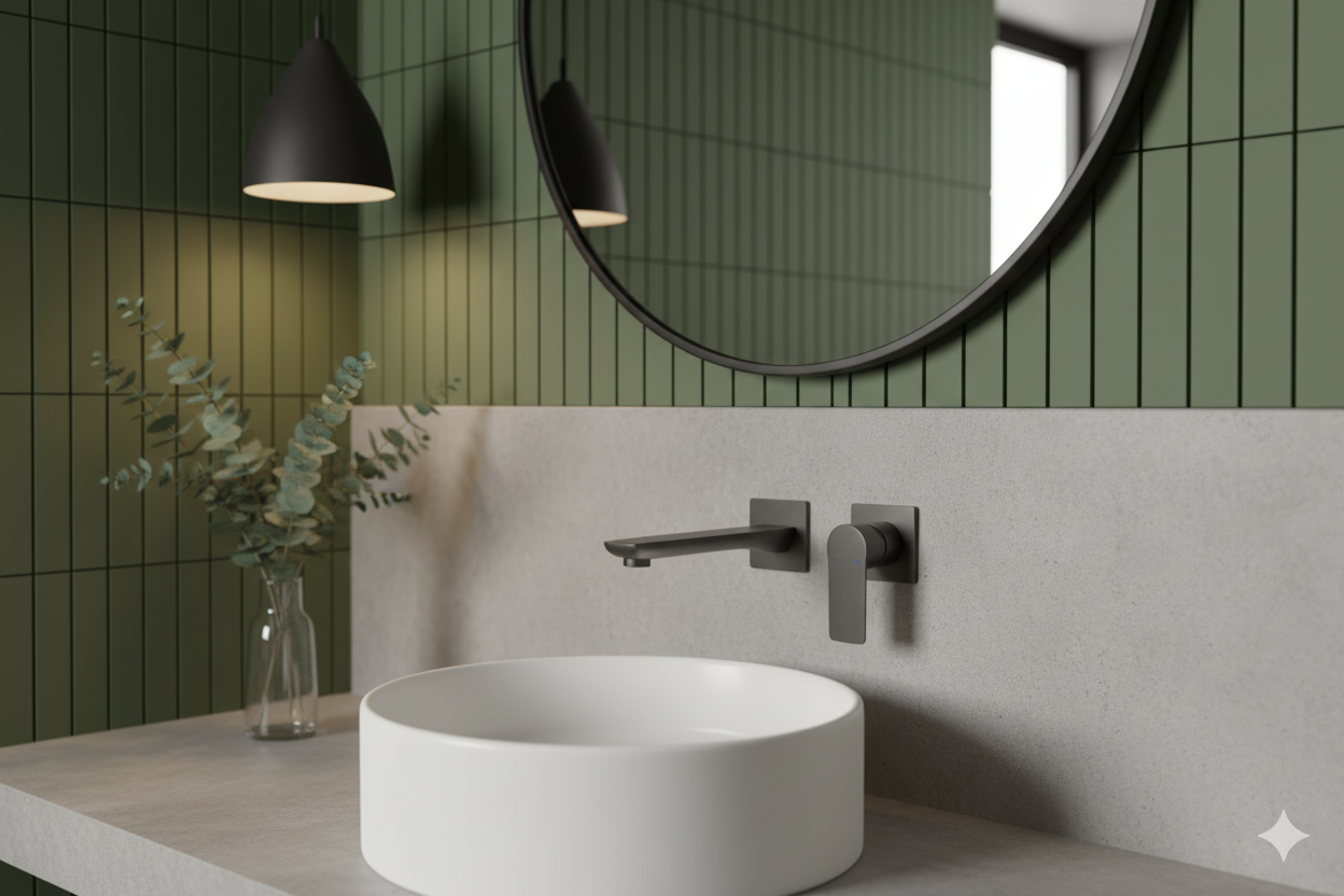 Basin Mixer Built in Wall Gray