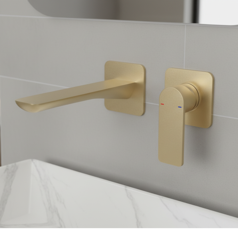 Basin Mixer Built in Wall Gold