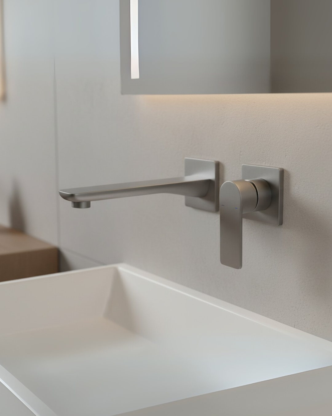 Basin Mixer Built in Wall Gray