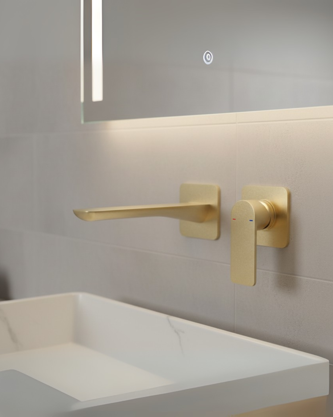 Basin Mixer Built in Wall Gold
